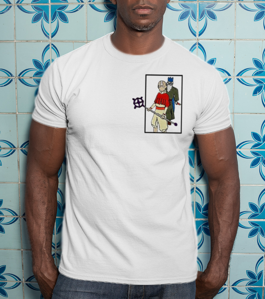 Avatar Aang And Wise Old Man With King Hat And Purple Staff T-Shirt