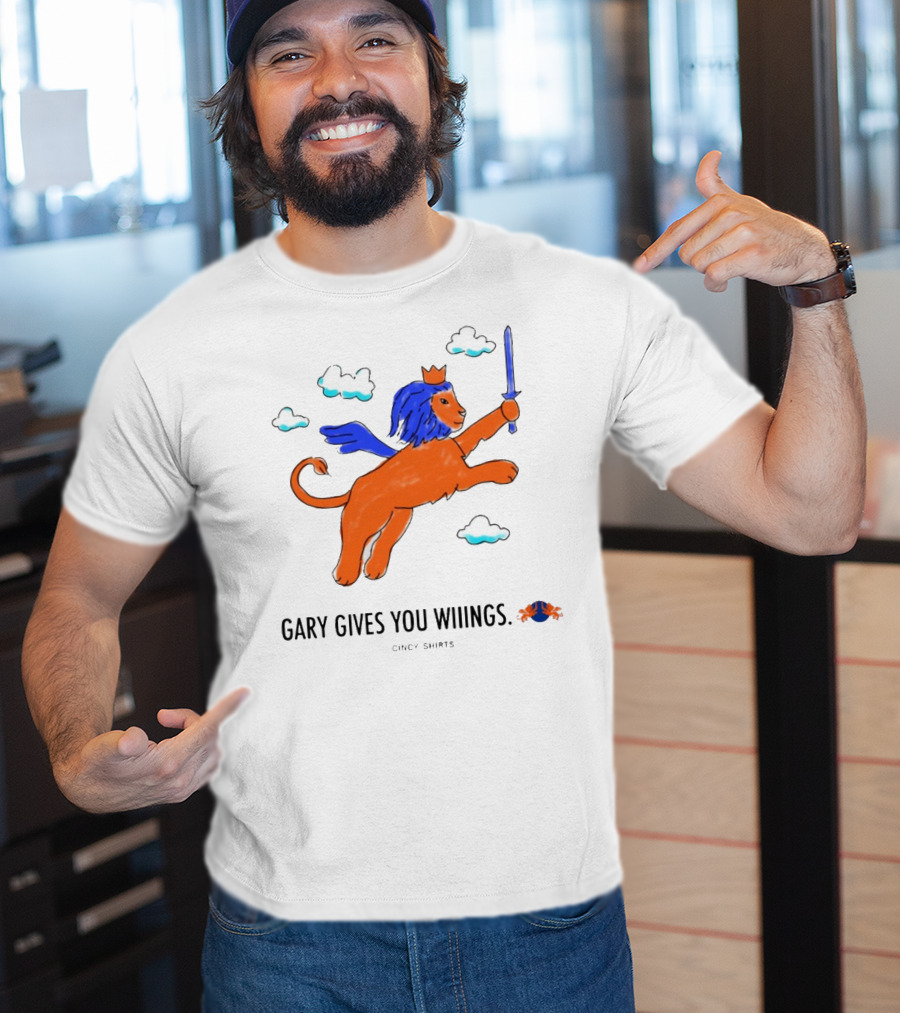 Gary Gives You Wings Flying Lion Sword Clouds Cincy T-Shirt