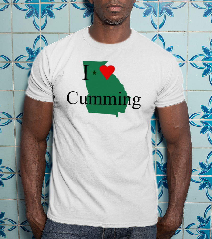 I Love Cumming Georgia Map With Heart And Star T-Shirt