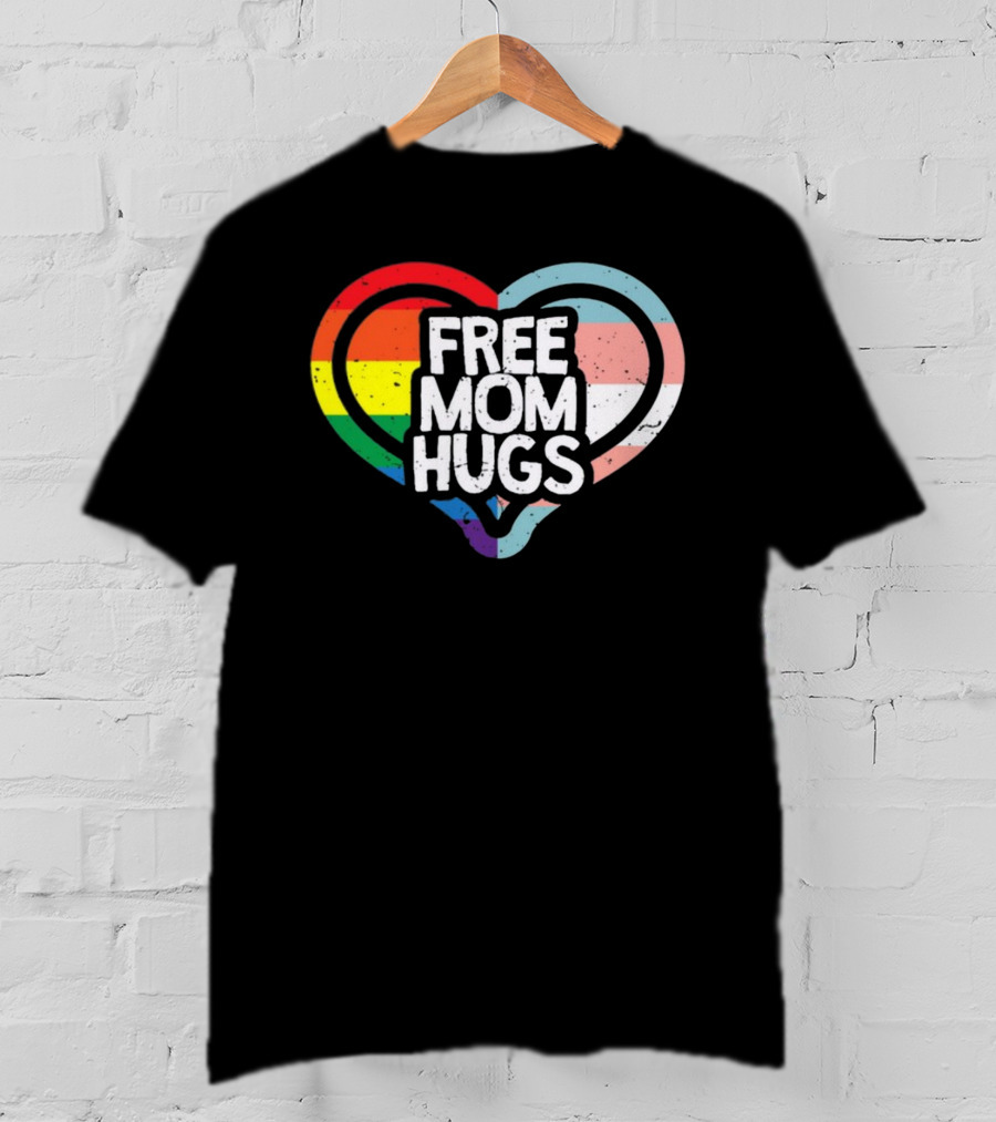Free Mom Hugs Rainbow Heart Pride Vintage T-Shirt