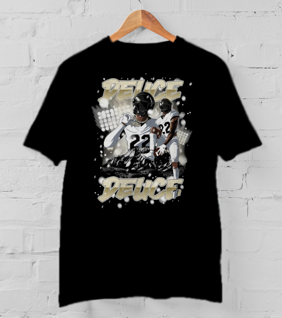 Deuce Deuce 22 Football Player Graphic With Numbered Jersey And Helmet T-Shirt