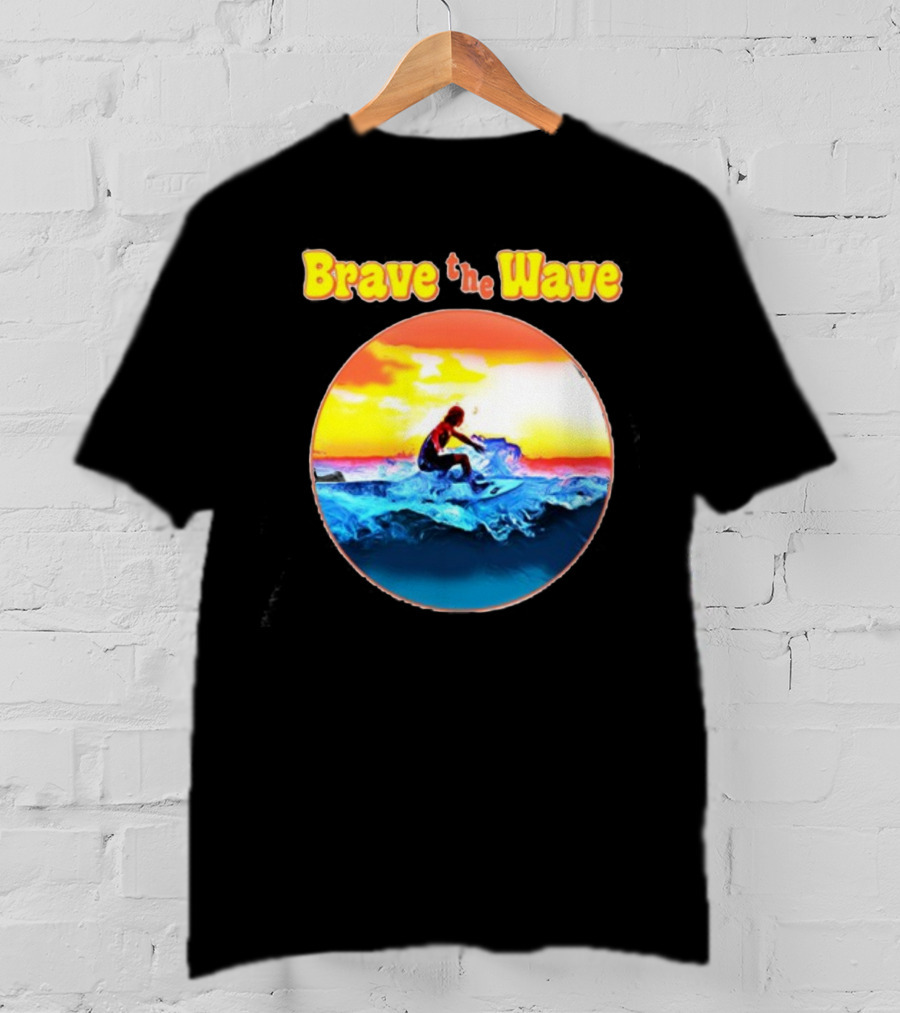 Brave The Wave Surfer At Sunset T-Shirt