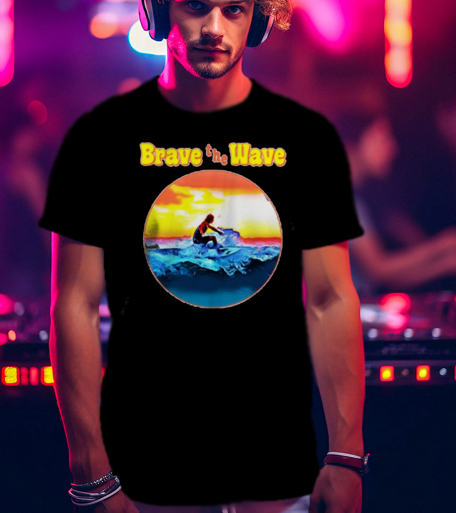 Brave The Wave Surfer At Sunset T-Shirt
