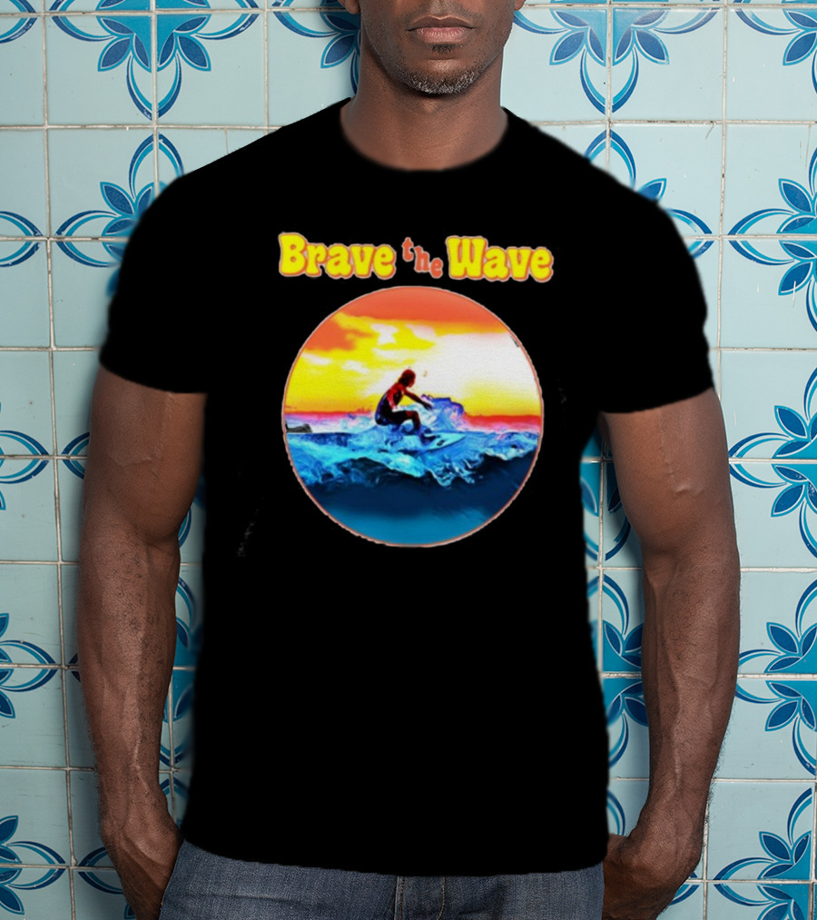 Brave The Wave Surfer At Sunset T-Shirt
