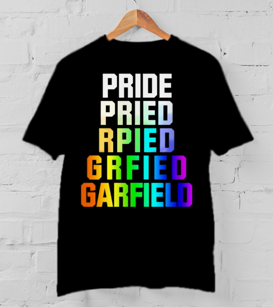 Pride Rainbow Garfield Parody Text Evolution T-Shirt