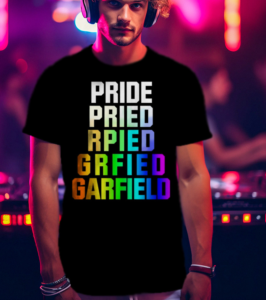 Pride Rainbow Garfield Parody Text Evolution T-Shirt