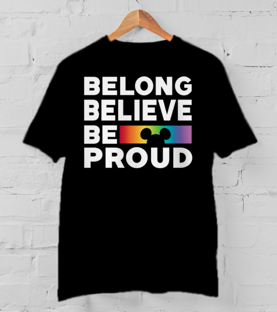 Belong Believe Be Proud Rainbow Mickey T-Shirt