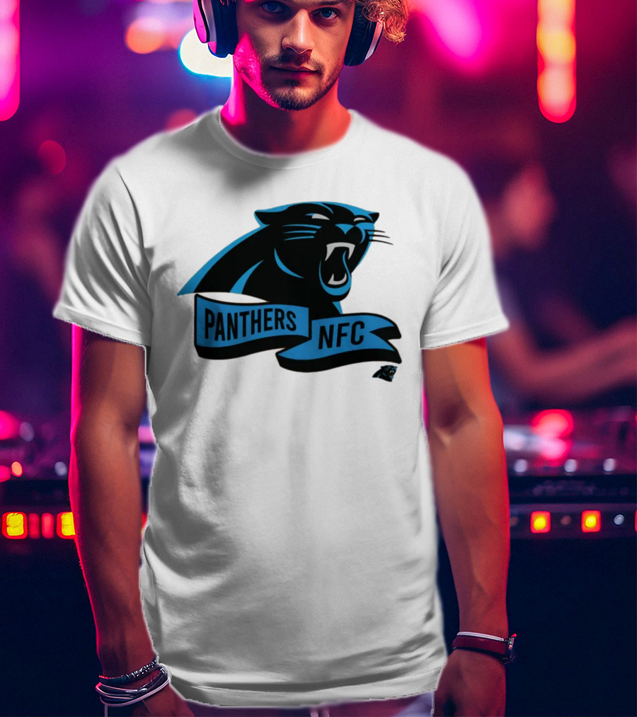 Men's Carolina Panthers New Era Cream Sideline Chrome Logo Panthers NFC T-Shirt