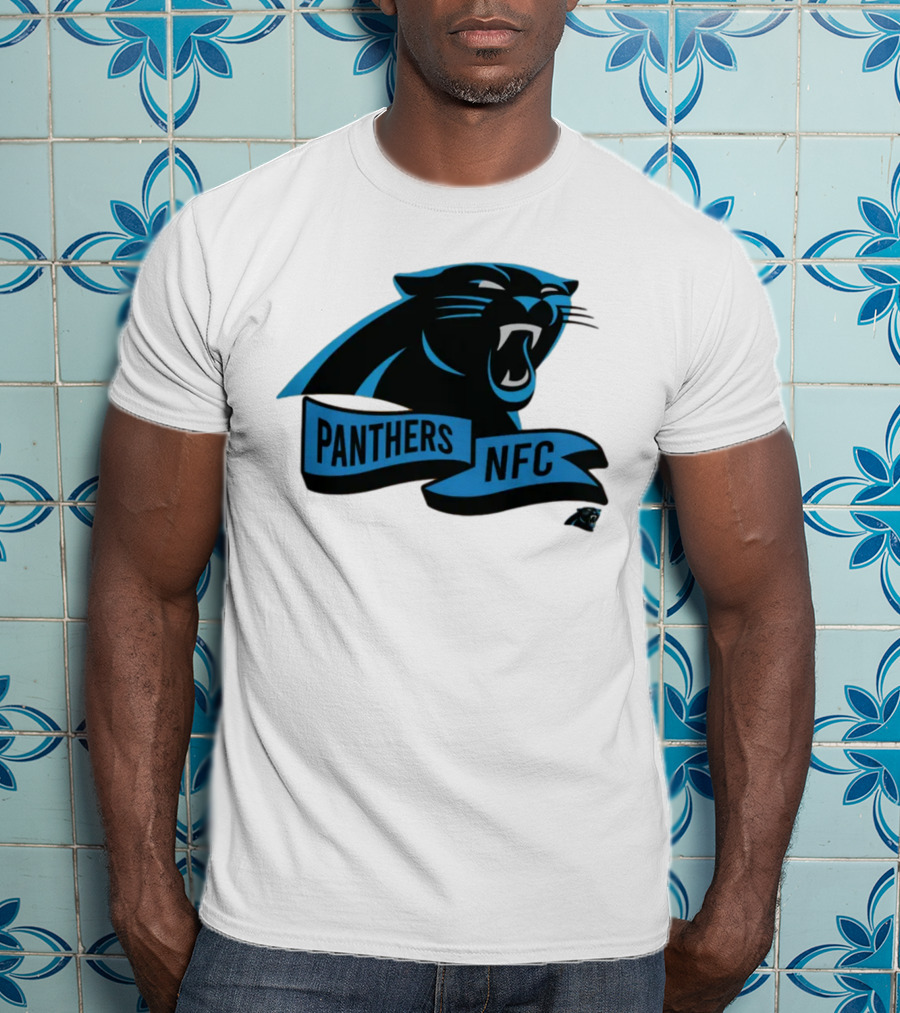 Men's Carolina Panthers New Era Cream Sideline Chrome Logo Panthers NFC T-Shirt
