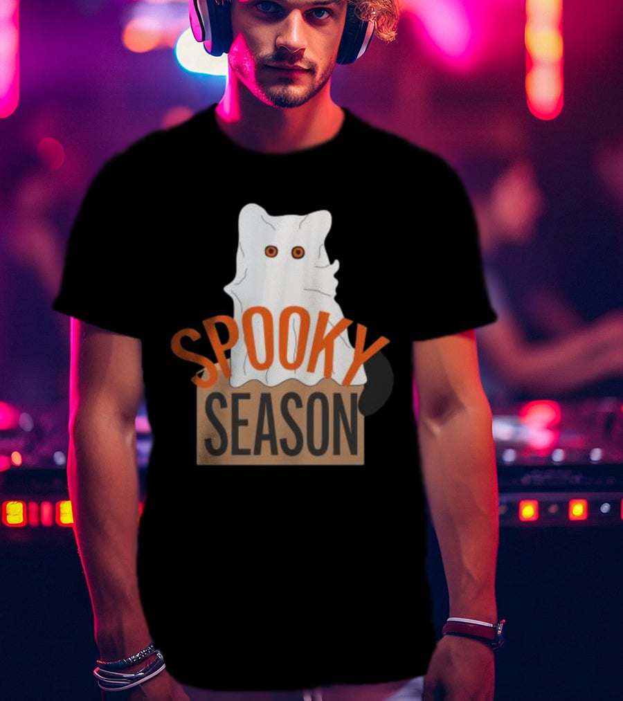 Spooky Season Cute Cat As Ghost Halloween T-Shirt
