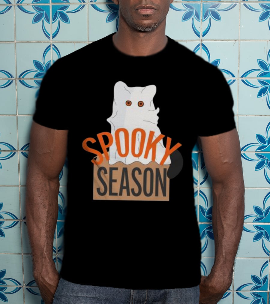 Spooky Season Cute Cat As Ghost Halloween T-Shirt