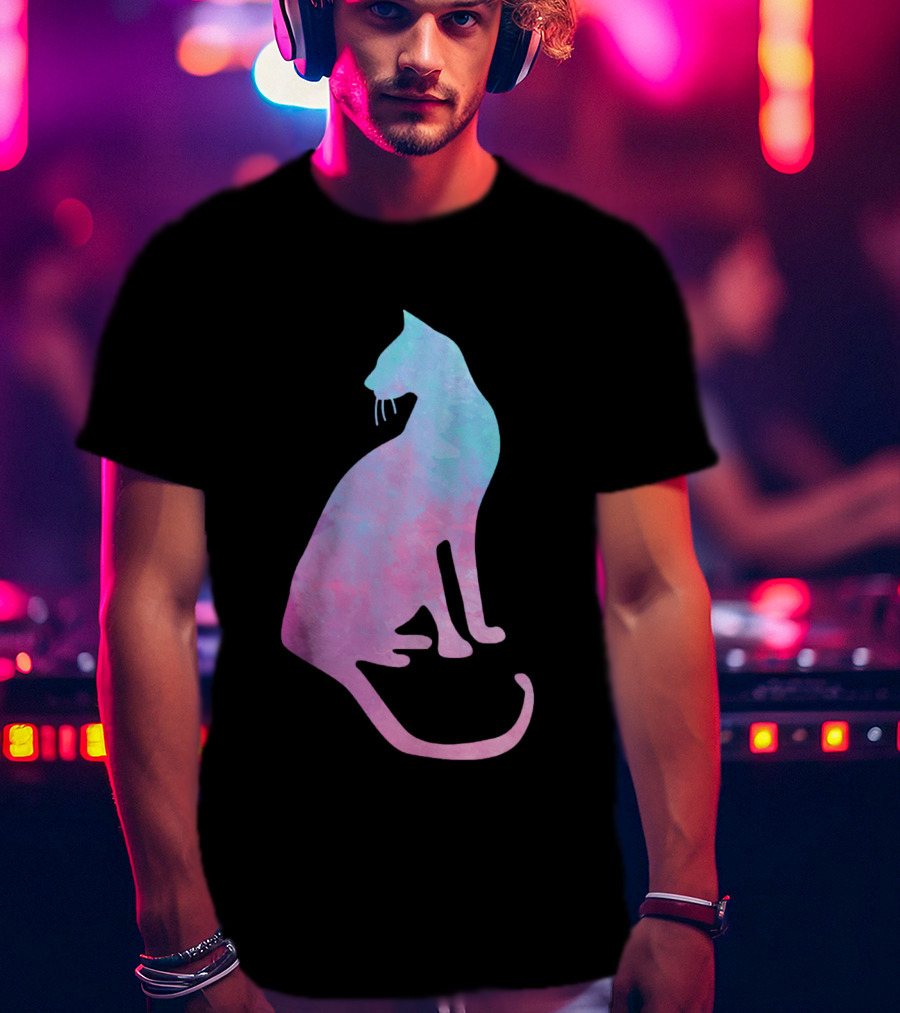 Watercolor Cat Silhouette Pastel Colors T-Shirt