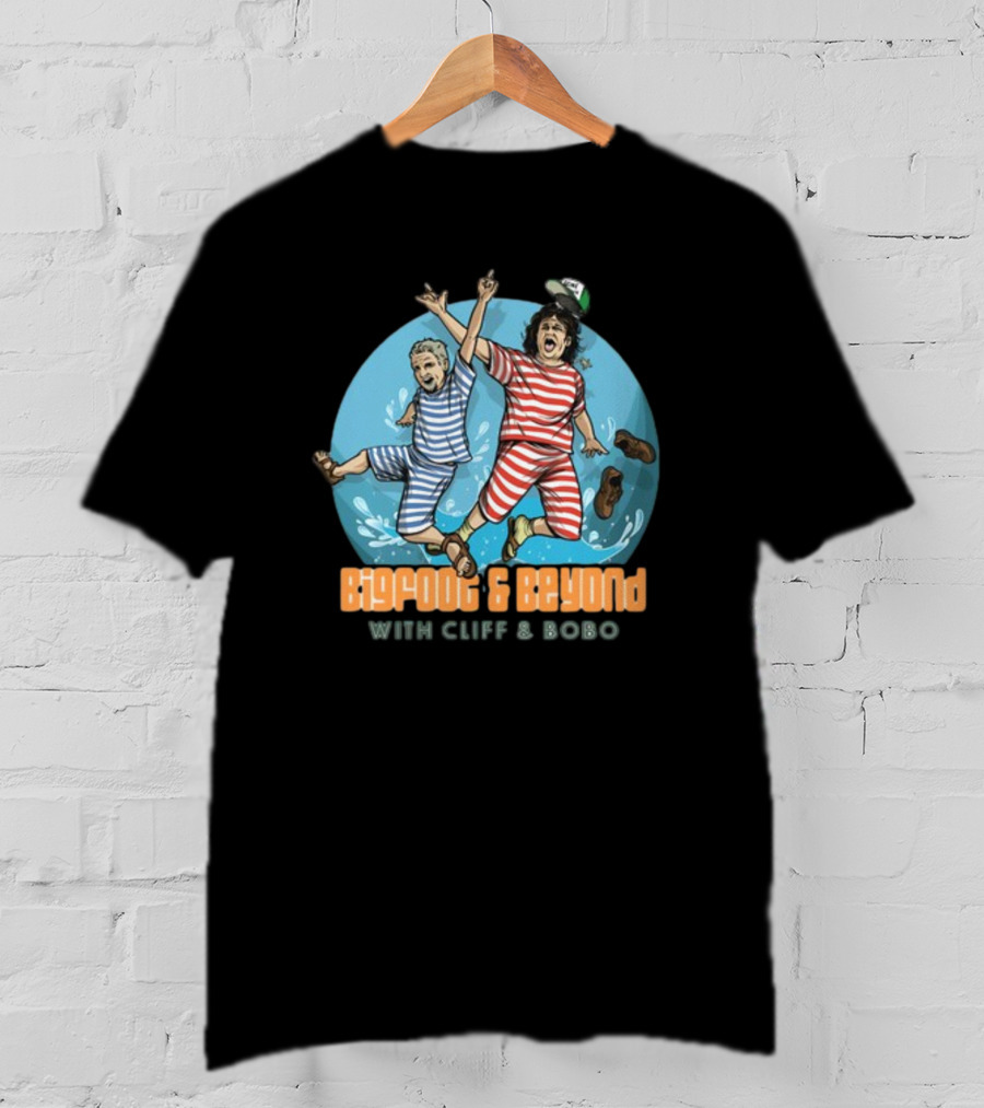 Bigfoot And Beyond With Cliff And Bobo Striped Jumpsuits Joyful Leap T-Shirt
