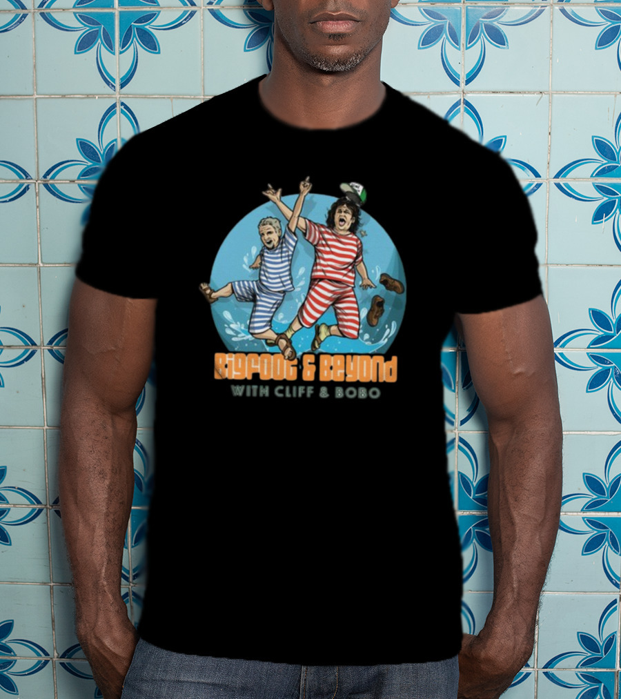 Bigfoot And Beyond With Cliff And Bobo Striped Jumpsuits Joyful Leap T-Shirt