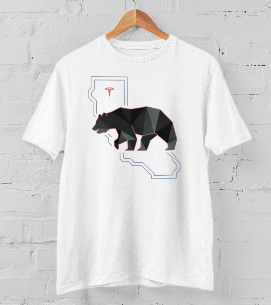 California Tech Bear Silhouette Tesla Outline T-Shirt