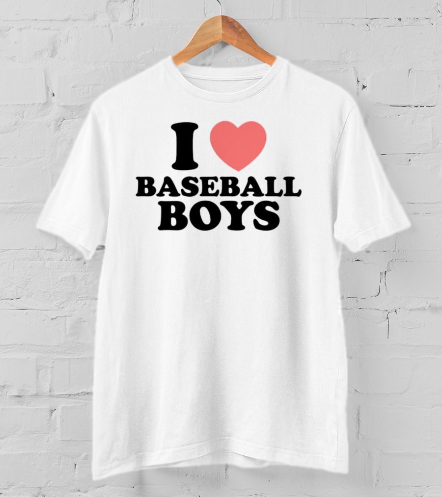 Gabb Goudy I Love Baseball Boys Red Heart Text T-Shirt