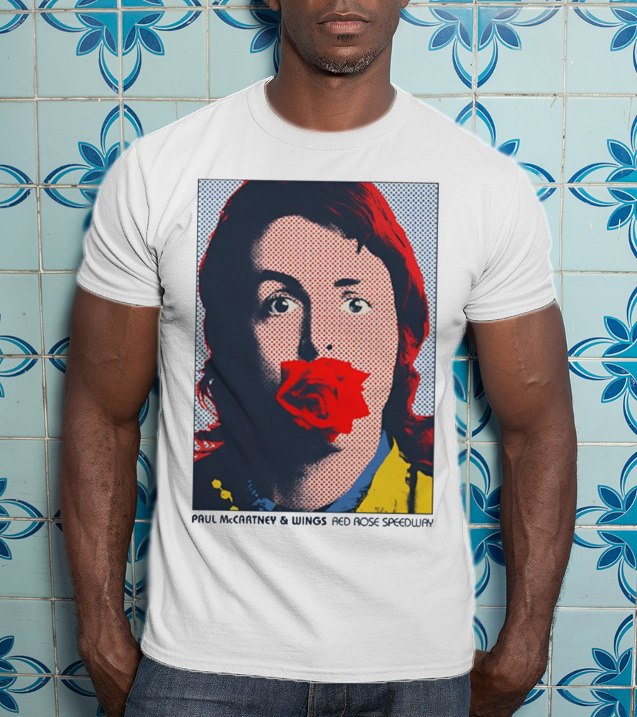 Paul McCartney And Wings Red Rose Speedway Pop Art Pixel Photo T-Shirt