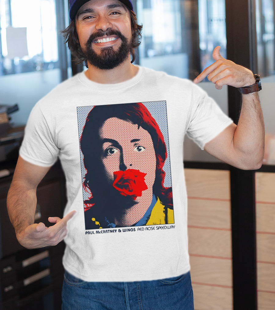 Paul McCartney And Wings Red Rose Speedway Pop Art Pixel Photo T-Shirt