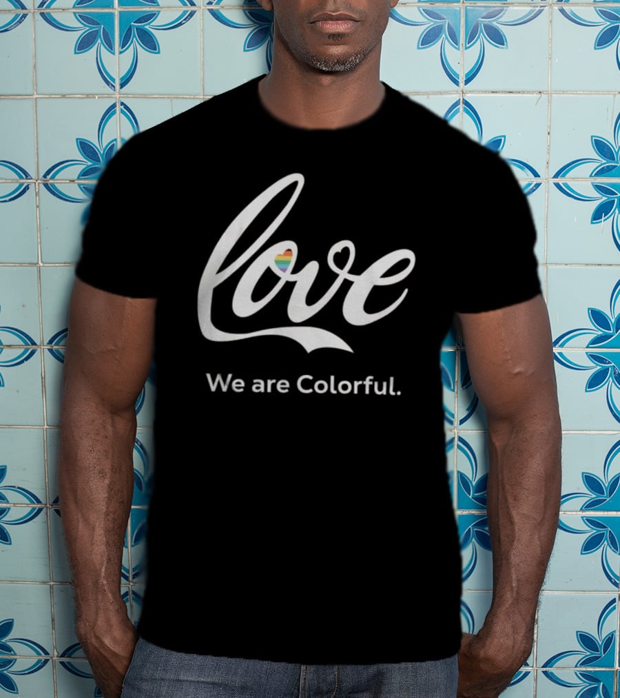 Coca-Cola Love Heart We Are Colorful Rainbow T-Shirt