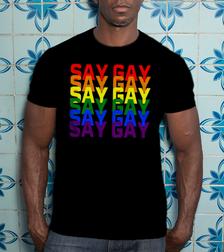 Say Gay Say Gay Say Gay Rainbow Pride T-Shirt