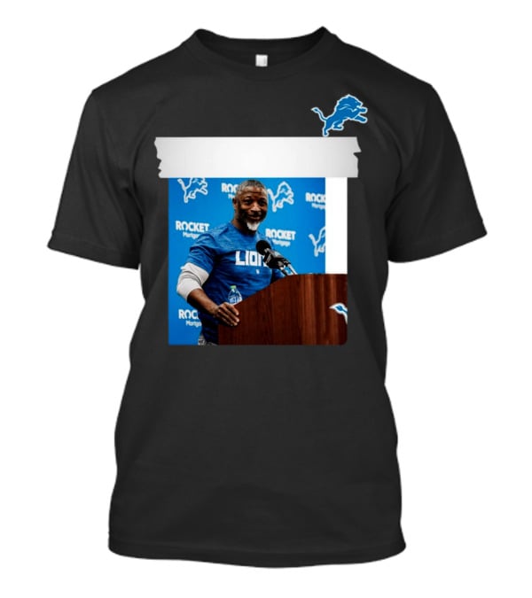 Lions DC Aaron Glenn Rocket Mortgage Press Conference Detroit Football T-Shirt