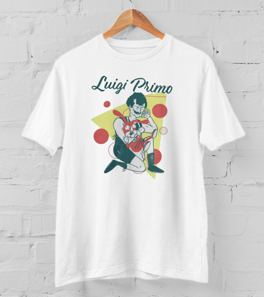 Luigi Primo Wrestling With Cartoon Rabbit Character T-Shirt