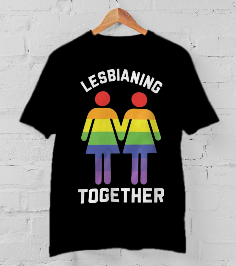 Lesbianing Together Rainbow Figures Holding Hands T-Shirt