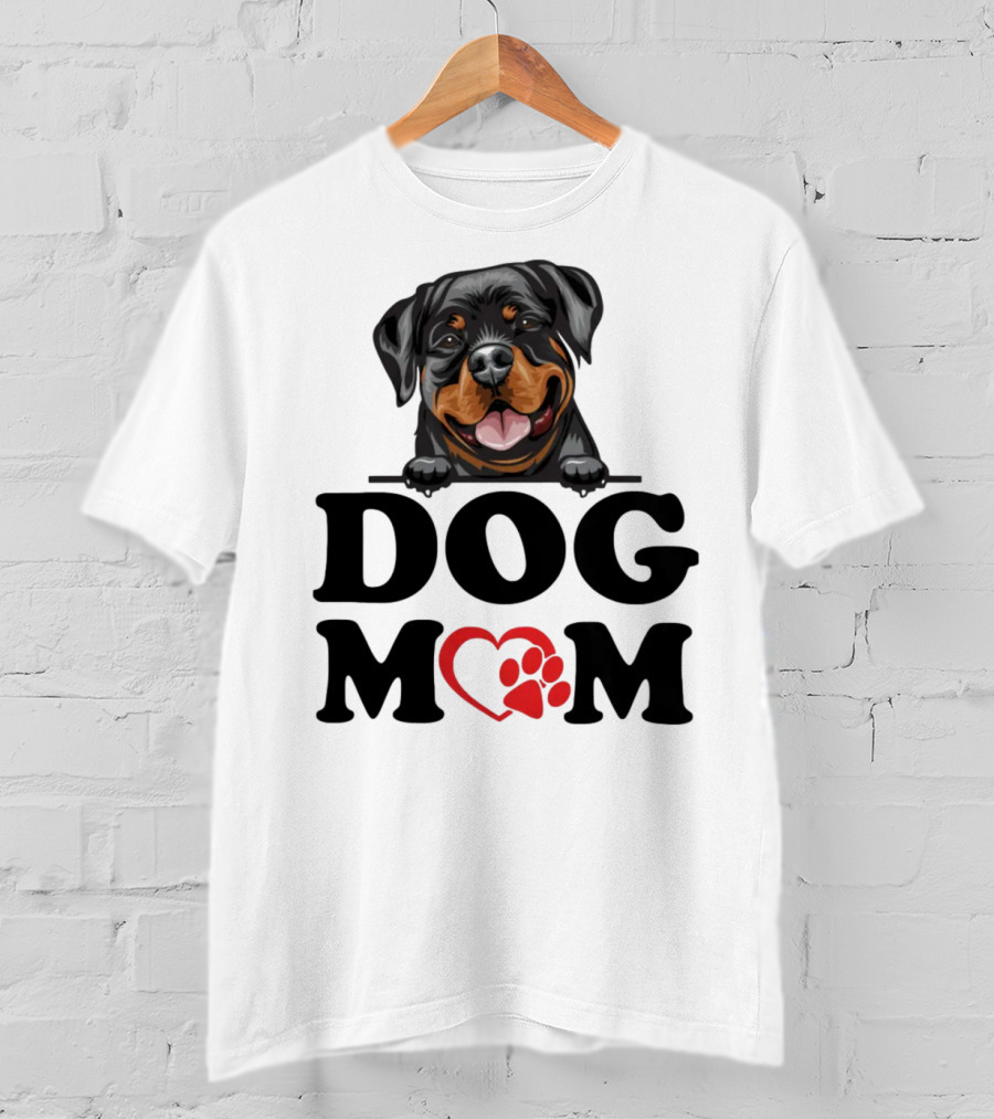Rottweiler Dog Mom Heart Paw Design For Rottweiler Stickers Enthusiasts T-Shirt
