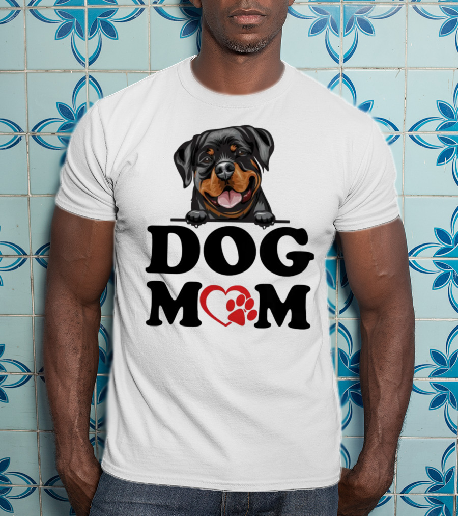 Rottweiler Dog Mom Heart Paw Design For Rottweiler Stickers Enthusiasts T-Shirt