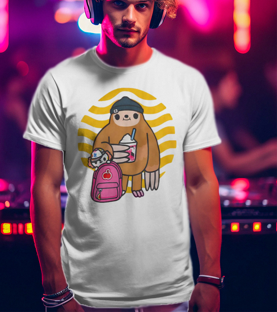 Toca Boca New Custom Prints Store Backpack Sloth With Drink And Hat Ripple T-Shirt