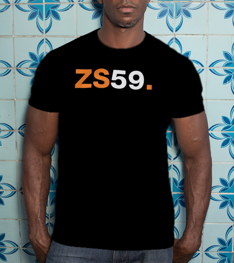 ZS59 Black And Orange Block Text T-Shirt