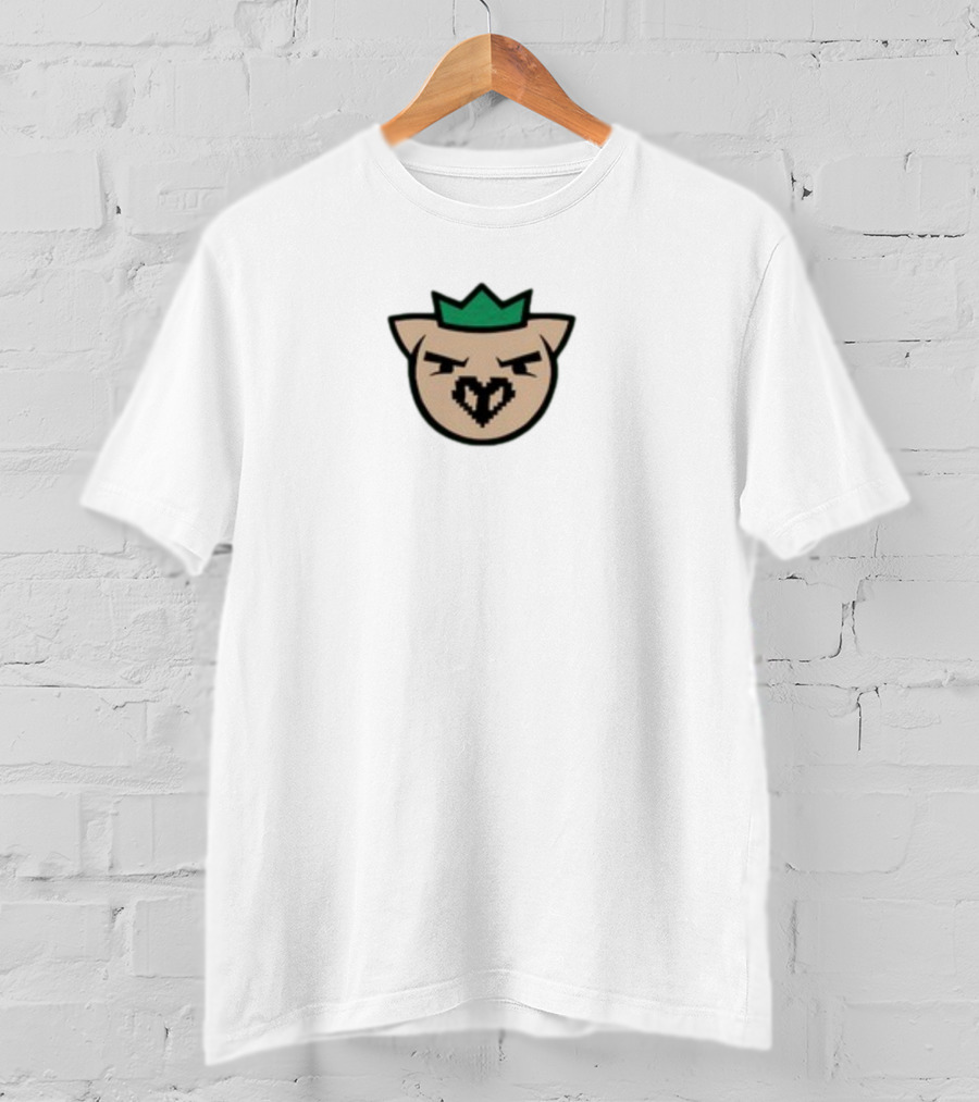 Agro Ph1lza Collaboration Green Crown Pixelated Pig T-Shirt