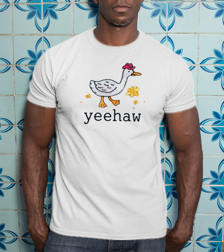 Vixella Yeehaw Duck With Hat And Flowers T-Shirt