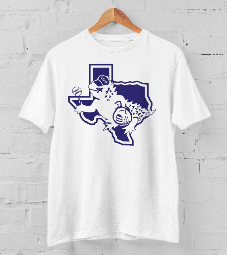 Sickos Committee Texas TCU Horned Frog Mascot Basketball And Football Texas Outline T-Shirt