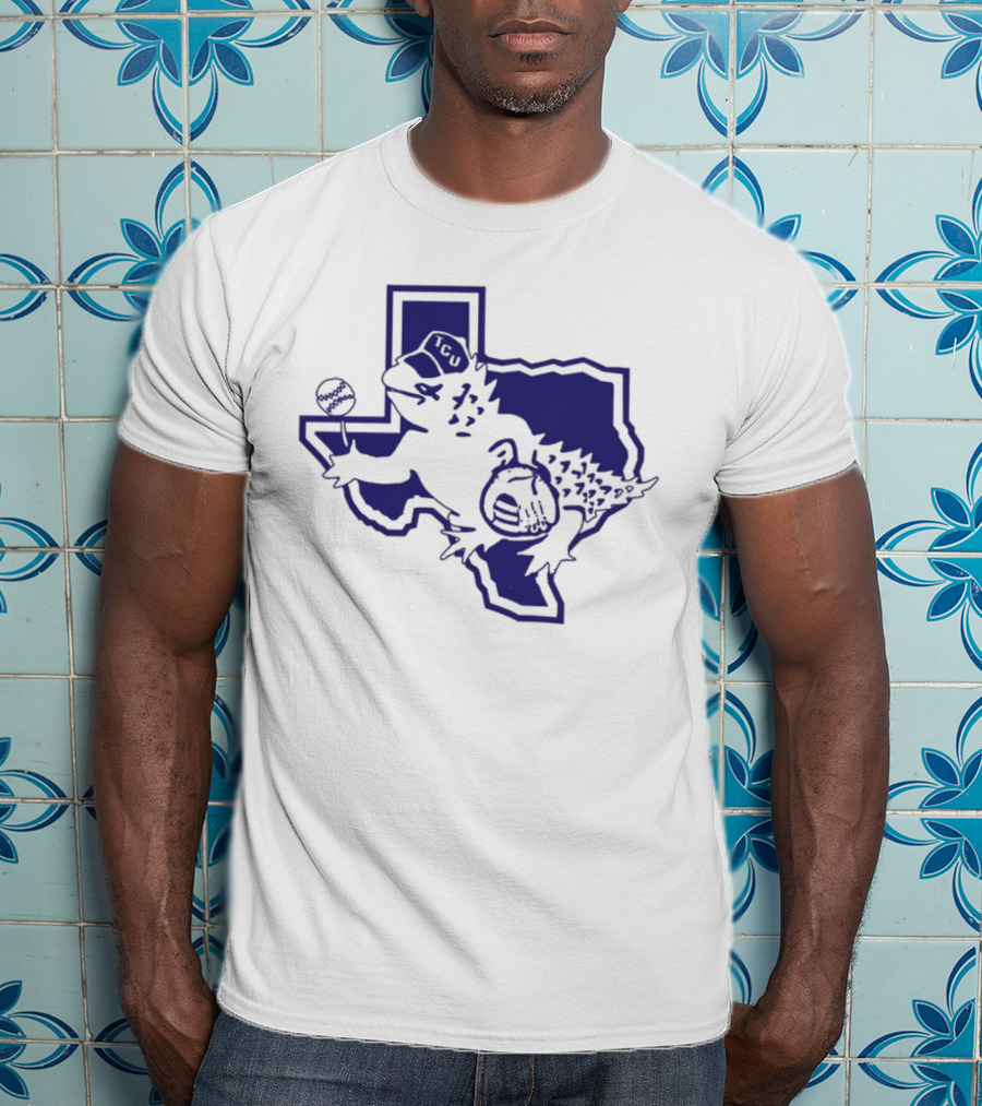 Sickos Committee Texas TCU Horned Frog Mascot Basketball And Football Texas Outline T-Shirt