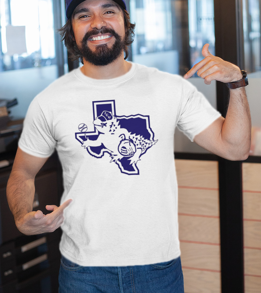 Sickos Committee Texas TCU Horned Frog Mascot Basketball And Football Texas Outline T-Shirt