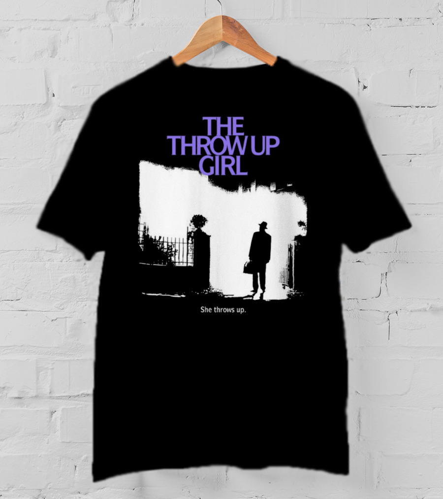 The Throw Up Girl She Throws Up Silhouette Against Gate Background T-Shirt