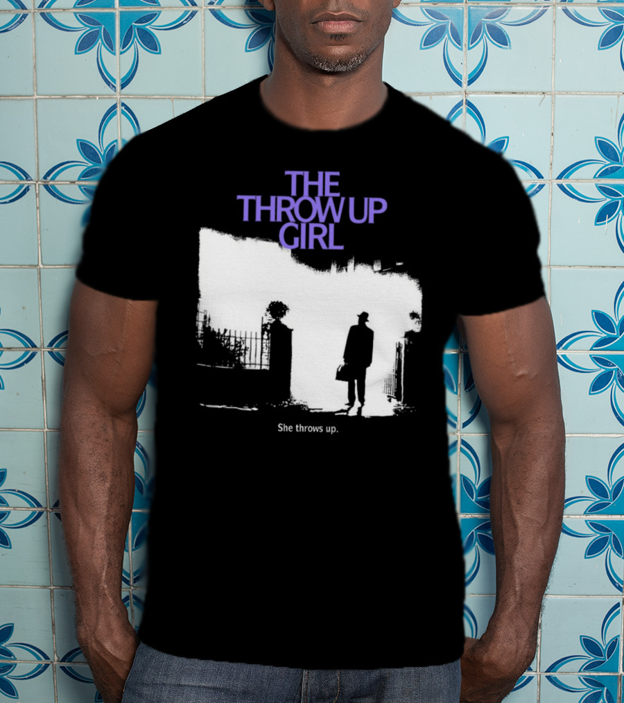 The Throw Up Girl She Throws Up Silhouette Against Gate Background T-Shirt