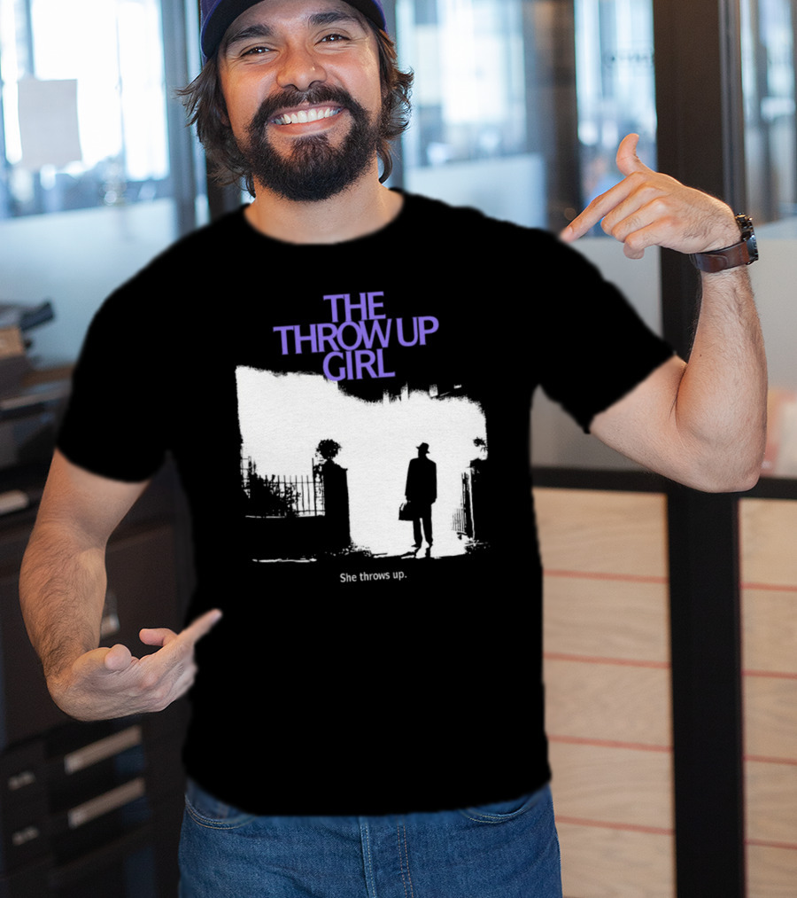 The Throw Up Girl She Throws Up Silhouette Against Gate Background T-Shirt