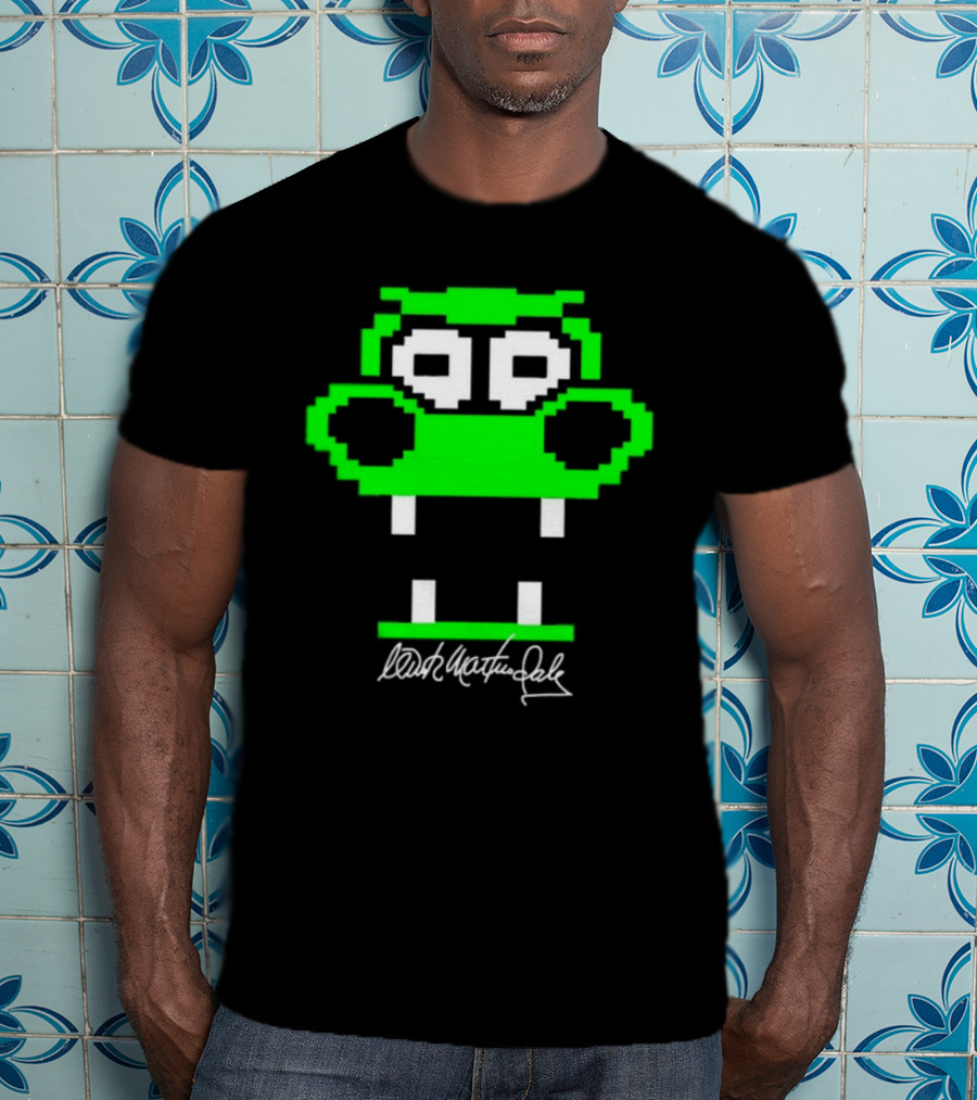 Tic Tac Dough Dragon Wink Martindale Signature Pixelated Green Face T-Shirt