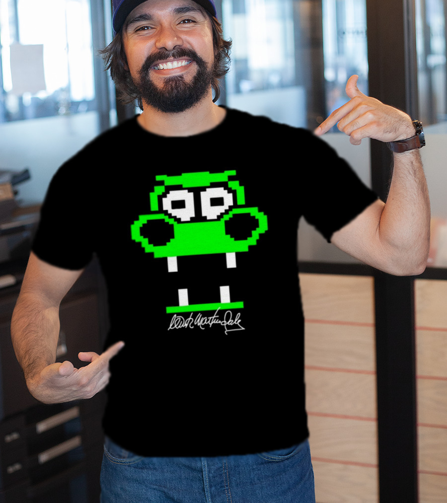 Tic Tac Dough Dragon Wink Martindale Signature Pixelated Green Face T-Shirt