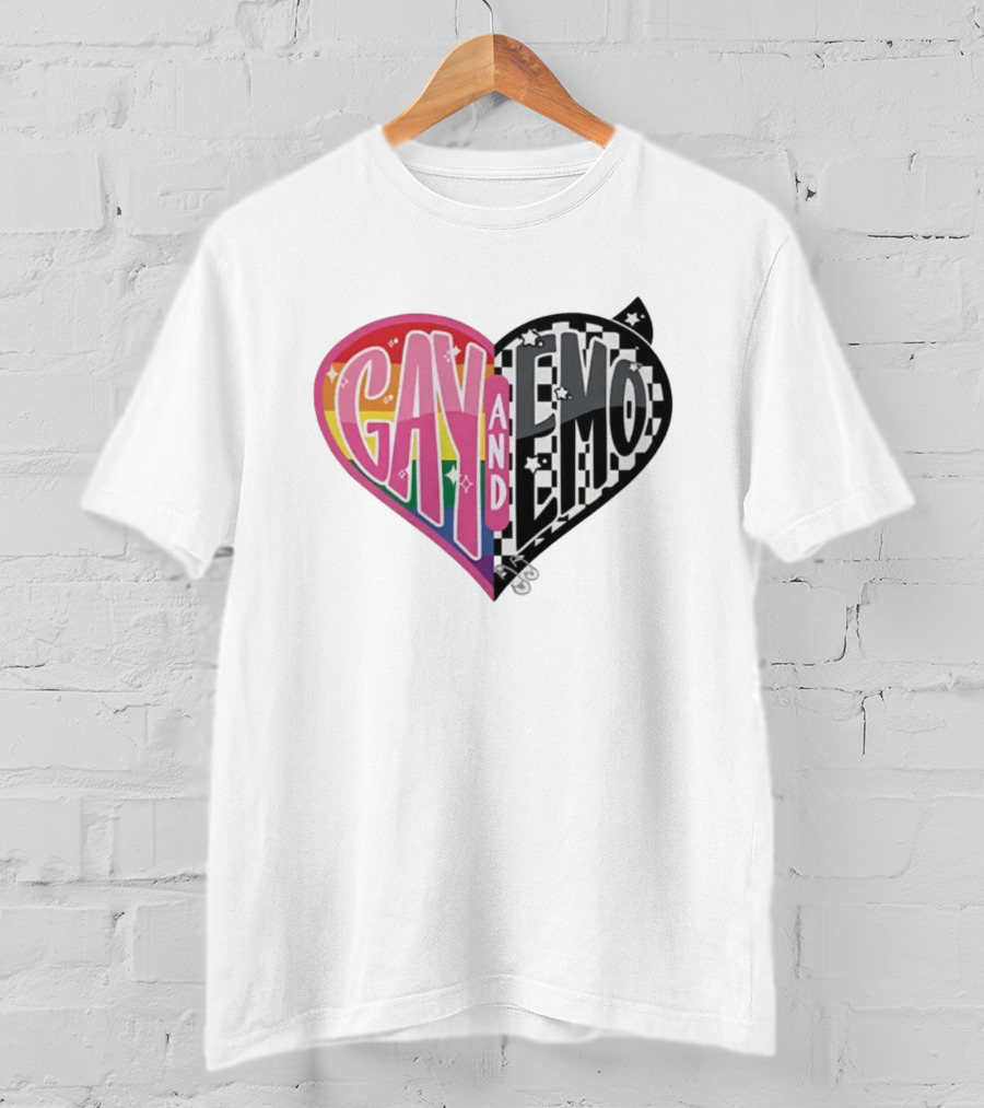 Jessie Paege Gay And Emo Heart Rainbow Checkerboard T-Shirt