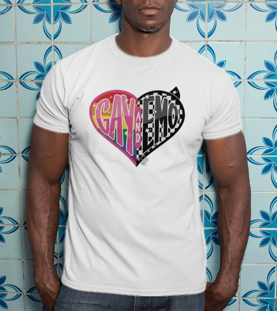 Jessie Paege Gay And Emo Heart Rainbow Checkerboard T-Shirt