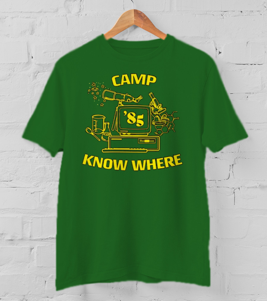 Camp Know Where '85 Science Computer Microscope Telescope Chemistry T-Shirt