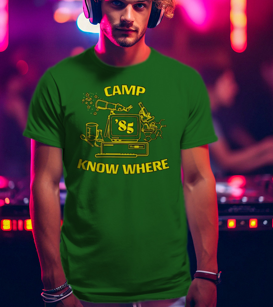 Camp Know Where '85 Science Computer Microscope Telescope Chemistry T-Shirt
