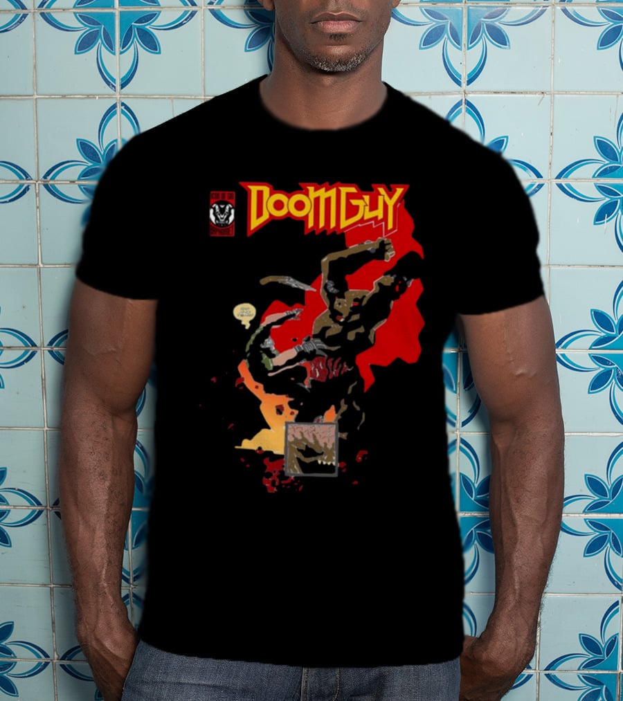 Doomguy The Shores Of Hell Demon Battle Comic T-Shirt
