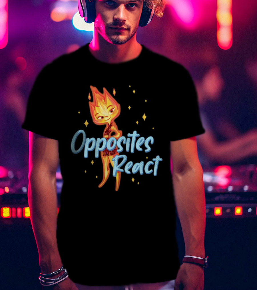 Opposites React Fire Element Character T-Shirt
