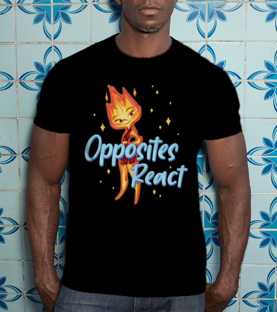 Opposites React Fire Element Character T-Shirt