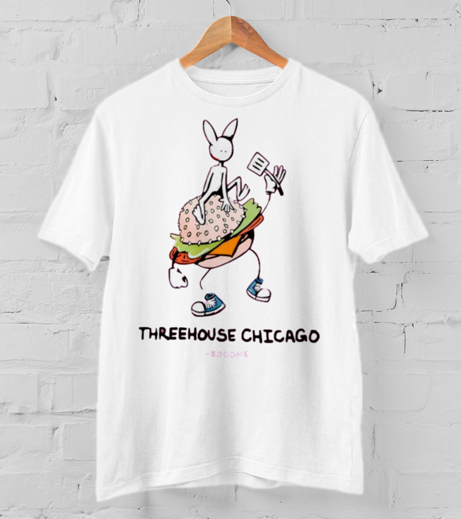 THREEHOUSE CHICAGO KODONE Burger Bunny Character Sneakers Spatula T-Shirt