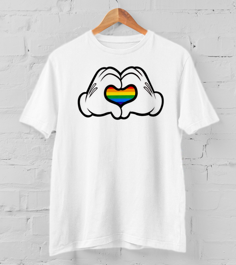 Mickey Hands Rainbow Heart Pride T-Shirt